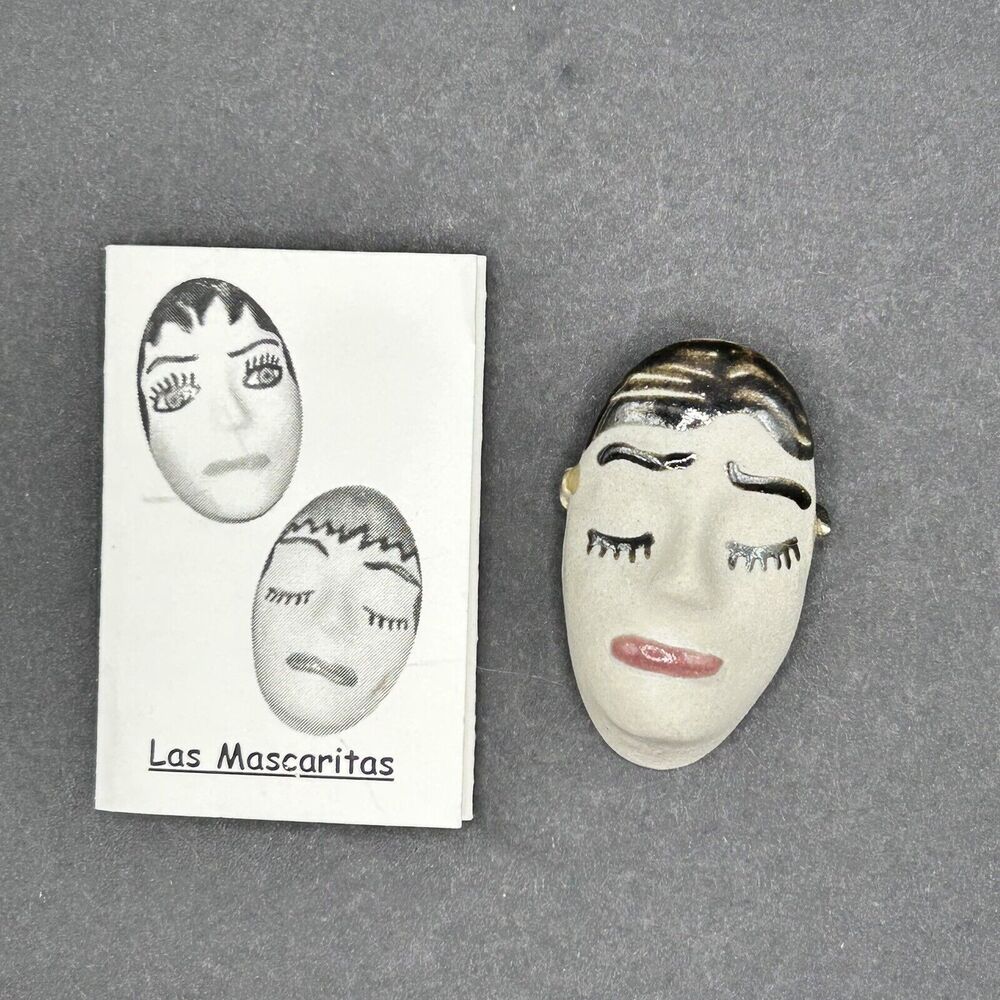 Las Mascaritas Face Mask Pin Brooch Corachol Imports Women Artisan Made Mexico